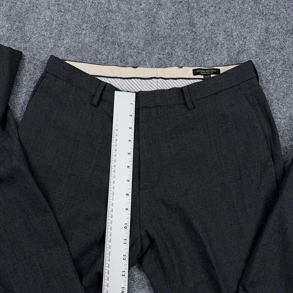 Banana Republic Dress Pants Mens 33x32 Grey Tailored Slim Fit Stretch Wool Blend